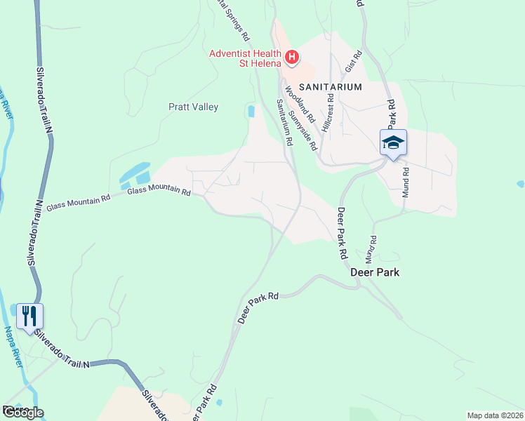 map of restaurants, bars, coffee shops, grocery stores, and more near 440 Elmshaven Road in St. Helena