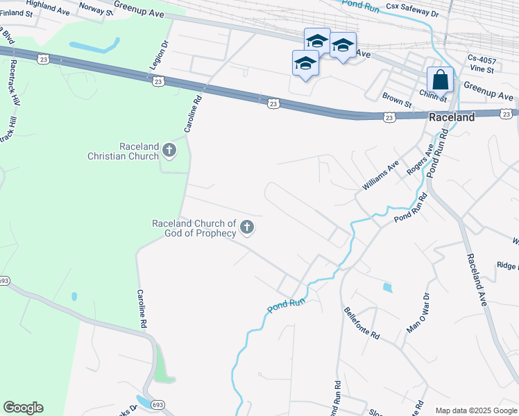 map of restaurants, bars, coffee shops, grocery stores, and more near 199 Lost Canyon Drive in Raceland