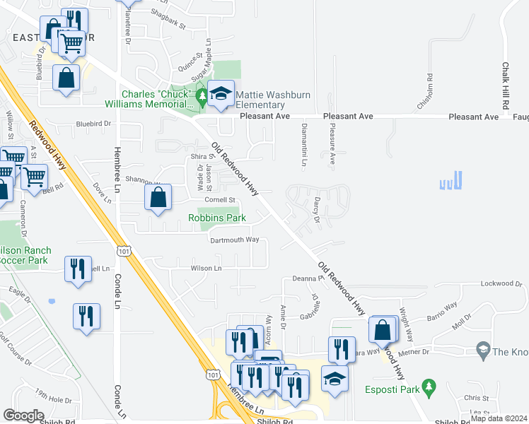 map of restaurants, bars, coffee shops, grocery stores, and more near 6450 Billington Court in Windsor