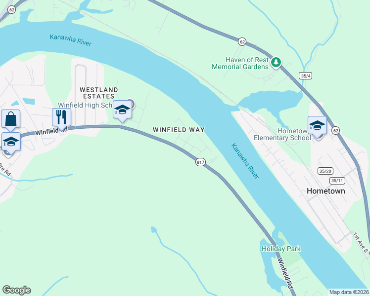 map of restaurants, bars, coffee shops, grocery stores, and more near 31 Hampton Rd in Winfield