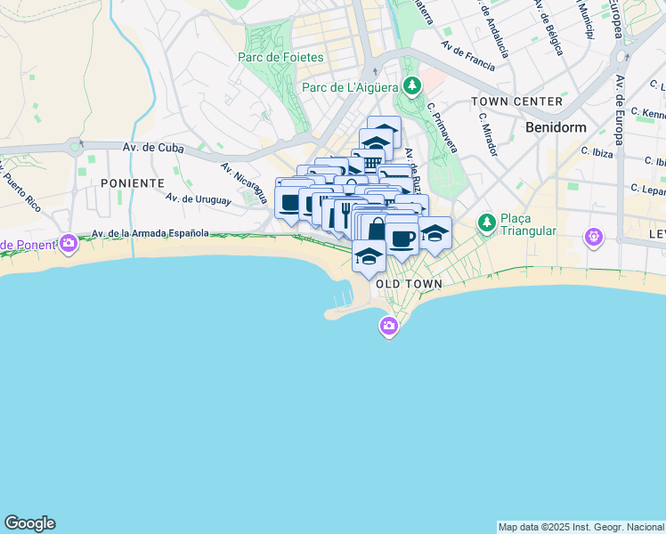 map of restaurants, bars, coffee shops, grocery stores, and more near 9 Calle del Alcalde José Such Ortega in Benidorm
