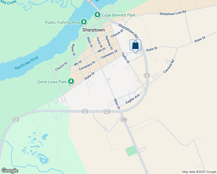 map of restaurants, bars, coffee shops, grocery stores, and more near 719 Main Street in Sharptown