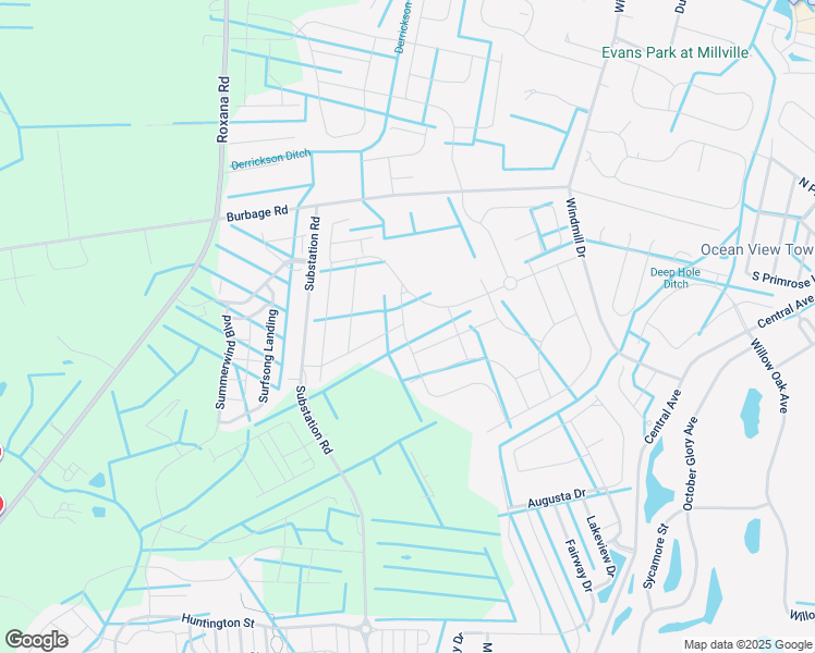 map of restaurants, bars, coffee shops, grocery stores, and more near 17010 Bellevue Court in Millville