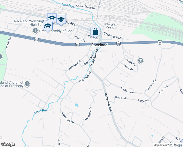 map of restaurants, bars, coffee shops, grocery stores, and more near 801-833 Raceland Ave in Raceland