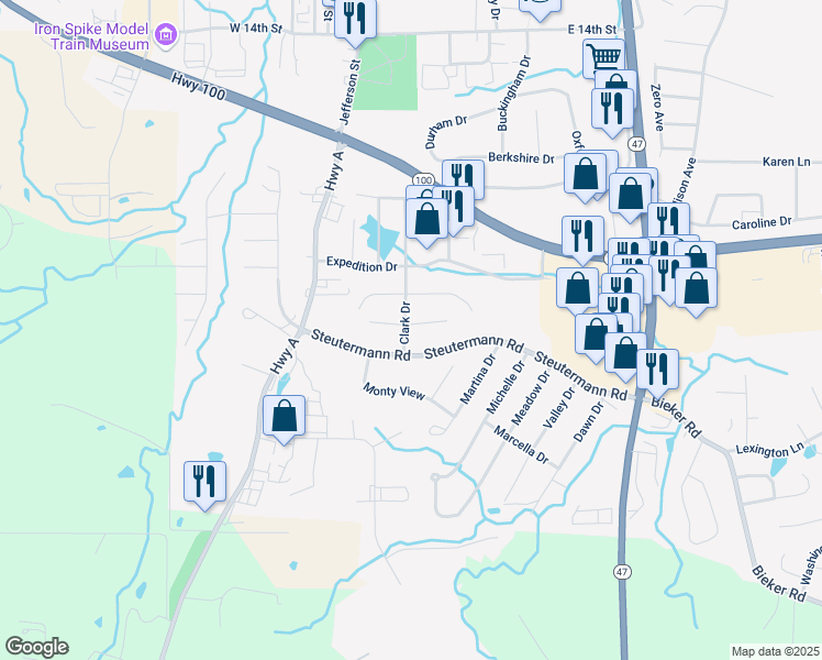 map of restaurants, bars, coffee shops, grocery stores, and more near 2015 Clark Drive in Washington
