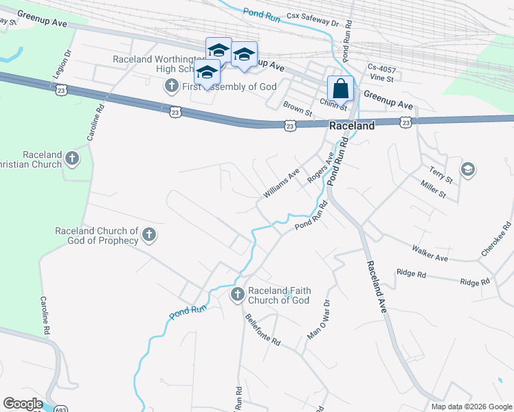 map of restaurants, bars, coffee shops, grocery stores, and more near 618 Williams Ave in Raceland