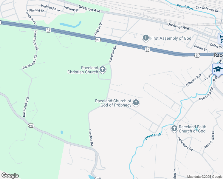 map of restaurants, bars, coffee shops, grocery stores, and more near 100 Lost Canyon Drive in Raceland