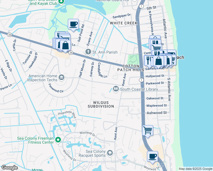 map of restaurants, bars, coffee shops, grocery stores, and more near 424 Collins Street in Bethany Beach