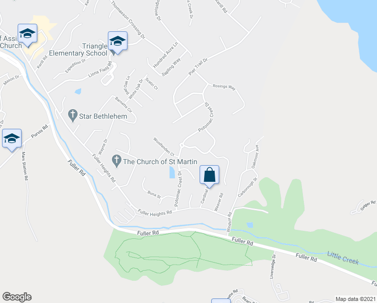 map of restaurants, bars, coffee shops, grocery stores, and more near 3369 Lady Catherine Circle in Triangle