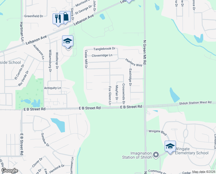 map of restaurants, bars, coffee shops, grocery stores, and more near 848 Fox Glenn Lane in Belleville