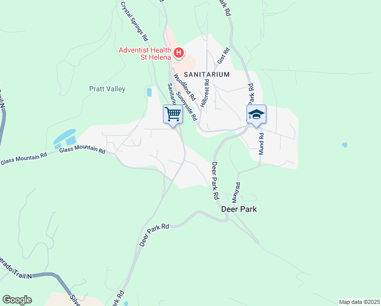 map of restaurants, bars, coffee shops, grocery stores, and more near 527 Sanitarium Road in St. Helena