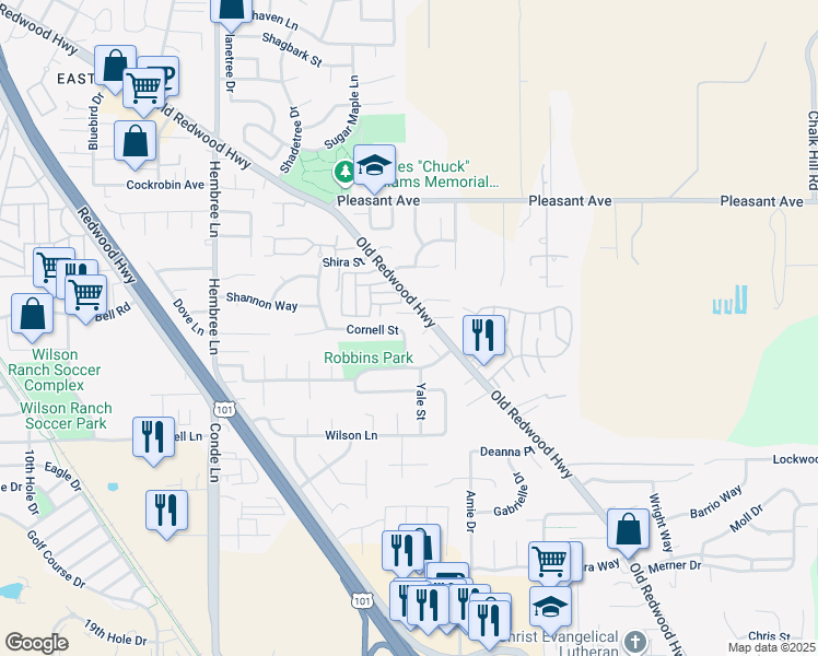 map of restaurants, bars, coffee shops, grocery stores, and more near 128 Cornell Street in Windsor
