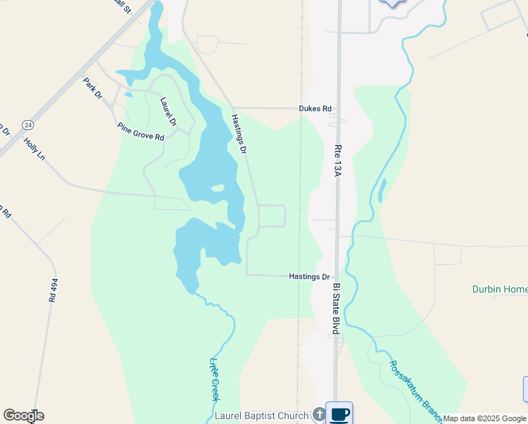 map of restaurants, bars, coffee shops, grocery stores, and more near 115 Tracy Circle in Laurel
