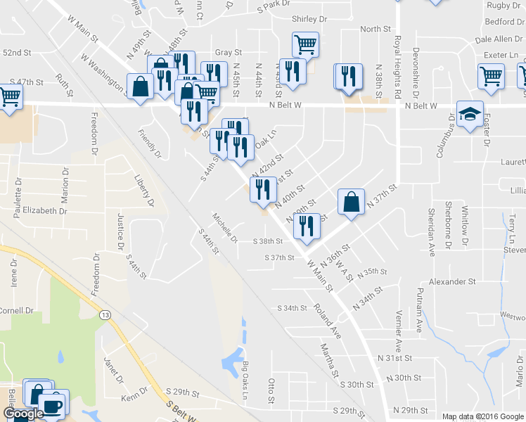 map of restaurants, bars, coffee shops, grocery stores, and more near 4002 West Main Street in Belleville