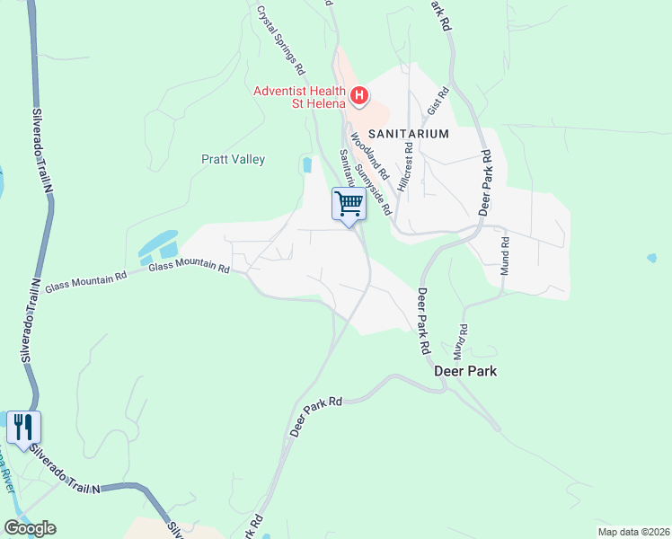 map of restaurants, bars, coffee shops, grocery stores, and more near 454 Elmshaven Road in St. Helena