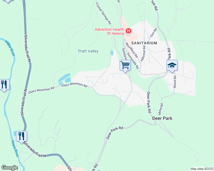 map of restaurants, bars, coffee shops, grocery stores, and more near 482 Elmshaven Road in Saint Helena