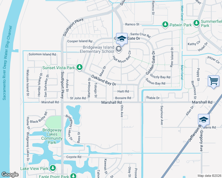 map of restaurants, bars, coffee shops, grocery stores, and more near 3320 Guadelupe Street in West Sacramento