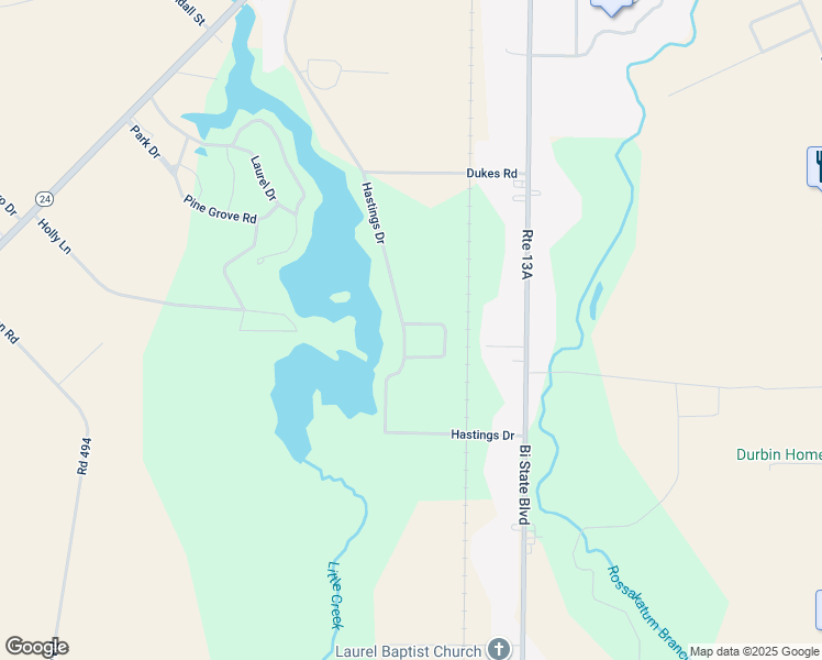 map of restaurants, bars, coffee shops, grocery stores, and more near 115 Tracy Circle in Laurel