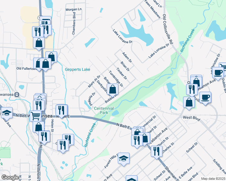 map of restaurants, bars, coffee shops, grocery stores, and more near 100 Britanna Drive in Swansea