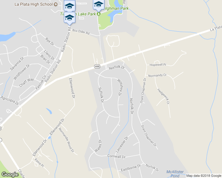 map of restaurants, bars, coffee shops, grocery stores, and more near 1007 Northhampton Drive in La Plata