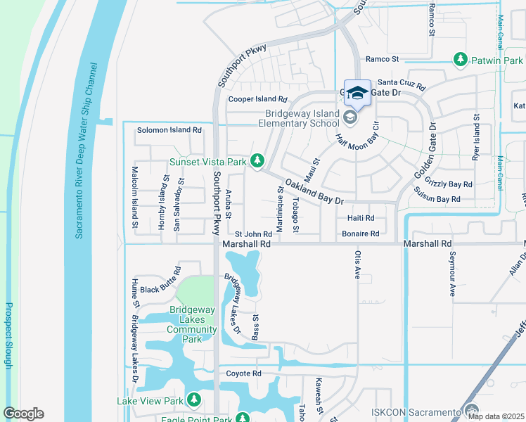 map of restaurants, bars, coffee shops, grocery stores, and more near 3590 Saint Lucia Place in West Sacramento