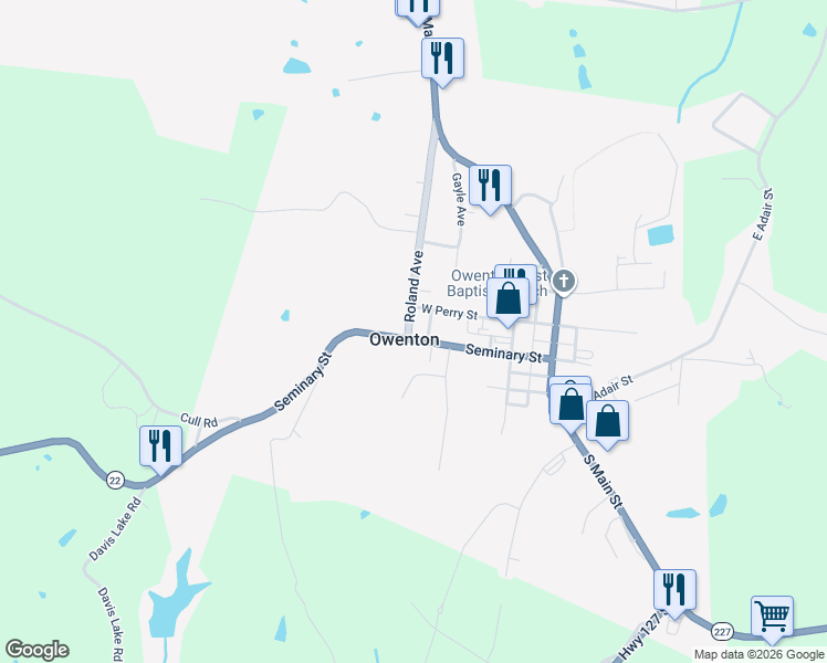map of restaurants, bars, coffee shops, grocery stores, and more near in Owenton