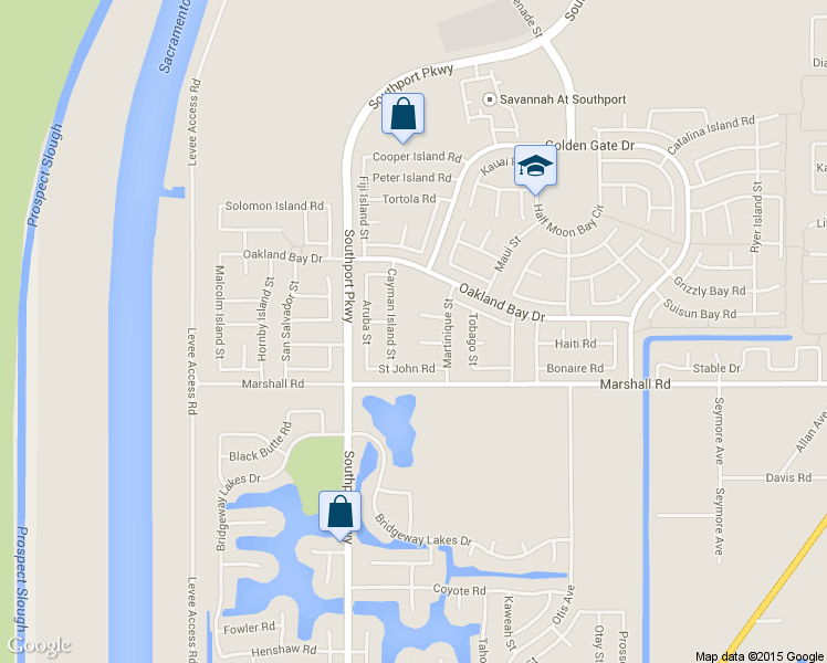 map of restaurants, bars, coffee shops, grocery stores, and more near 3590 Saint Lucia Place in West Sacramento