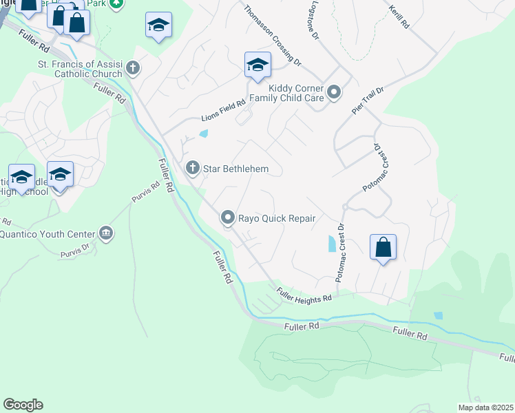 map of restaurants, bars, coffee shops, grocery stores, and more near 19103 Mockingbird Heights Road in Triangle