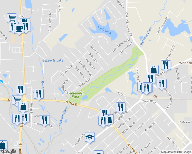 map of restaurants, bars, coffee shops, grocery stores, and more near 316 Bobbie Drive in Swansea