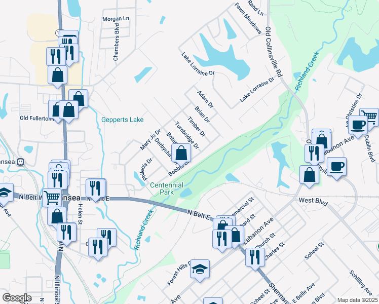 map of restaurants, bars, coffee shops, grocery stores, and more near 100 Britanna Drive in Swansea