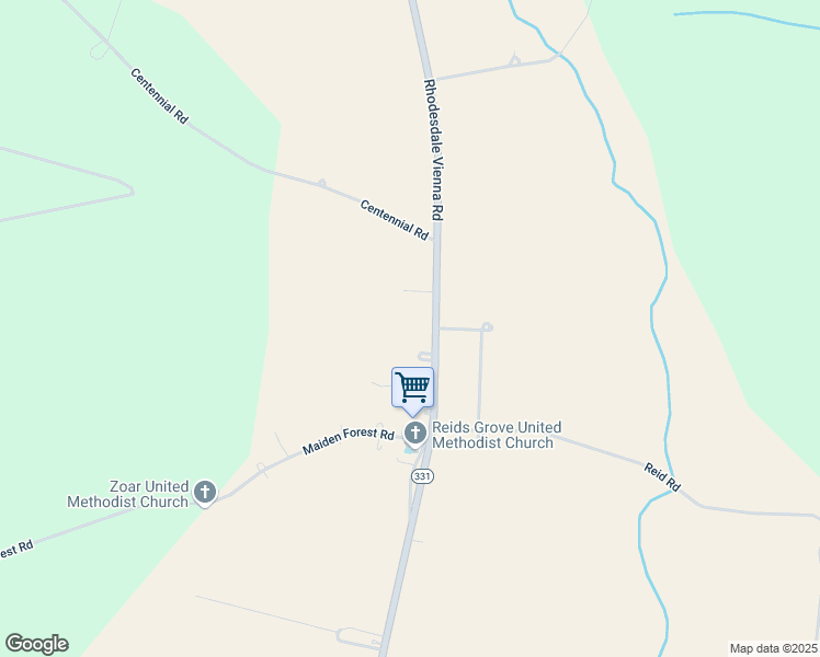map of restaurants, bars, coffee shops, grocery stores, and more near 5132 Rhodesdale Vienna Road in Rhodesdale