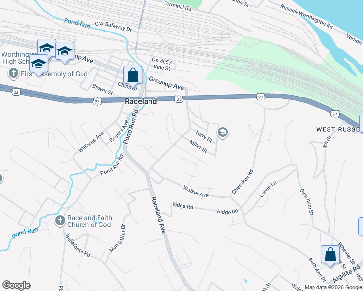 map of restaurants, bars, coffee shops, grocery stores, and more near 1000-1166 Ackison St in Raceland
