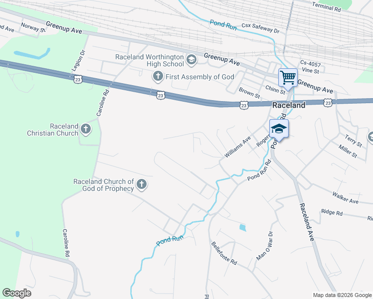 map of restaurants, bars, coffee shops, grocery stores, and more near 1219-1363 Hillsdale Ave in Raceland