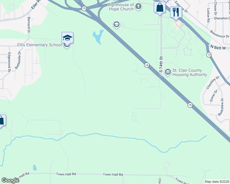 map of restaurants, bars, coffee shops, grocery stores, and more near 2192 South 74th Street in Belleville