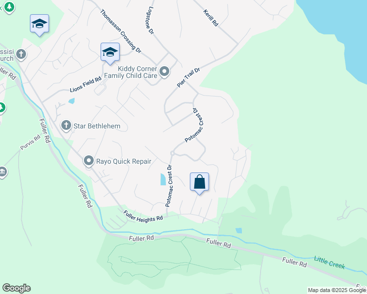 map of restaurants, bars, coffee shops, grocery stores, and more near 19167 Potomac Crest Drive in Triangle
