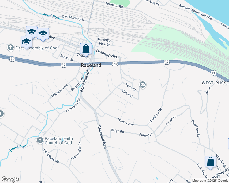 map of restaurants, bars, coffee shops, grocery stores, and more near 1000-1166 Ackison St in Raceland