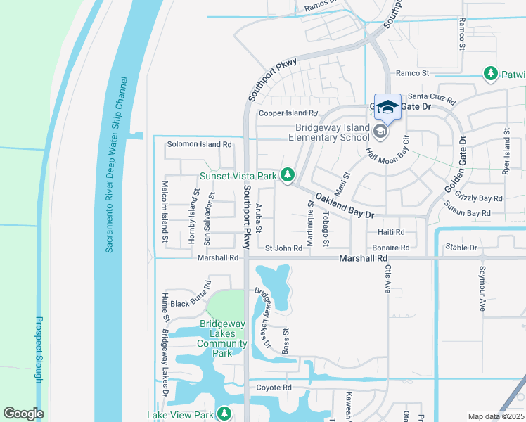 map of restaurants, bars, coffee shops, grocery stores, and more near 3245 Aruba Street in West Sacramento