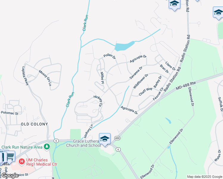 map of restaurants, bars, coffee shops, grocery stores, and more near 18 Chesapeake Lane in La Plata