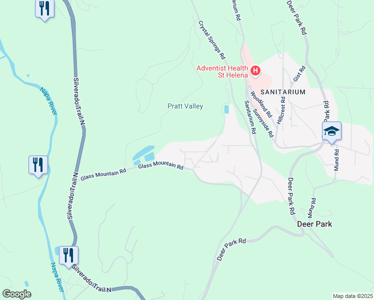 map of restaurants, bars, coffee shops, grocery stores, and more near 324 Glass Mountain Road in St. Helena