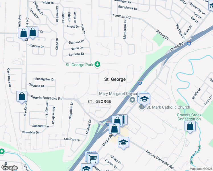 map of restaurants, bars, coffee shops, grocery stores, and more near 8960 Blackpool Drive in St. Louis