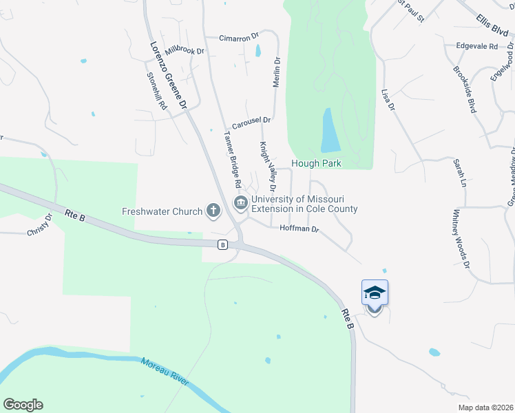 map of restaurants, bars, coffee shops, grocery stores, and more near 2423 Beasley Court in Jefferson City