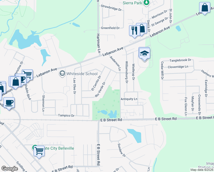 map of restaurants, bars, coffee shops, grocery stores, and more near 30 Rio Verde Drive in Belleville