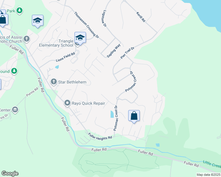 map of restaurants, bars, coffee shops, grocery stores, and more near 3403 Oakham Mount Drive in Triangle