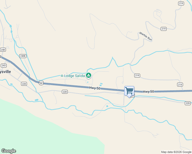 map of restaurants, bars, coffee shops, grocery stores, and more near 16105 U.S. 50 in Salida