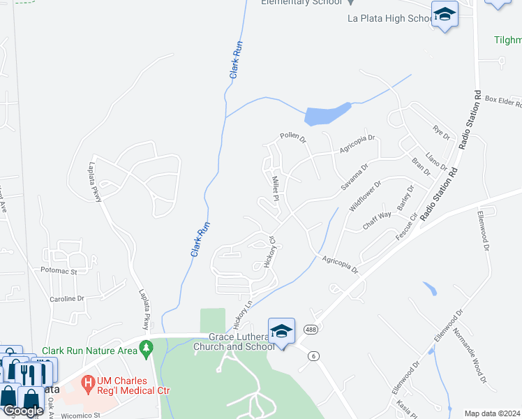 map of restaurants, bars, coffee shops, grocery stores, and more near 137 Tall Grass Lane in La Plata