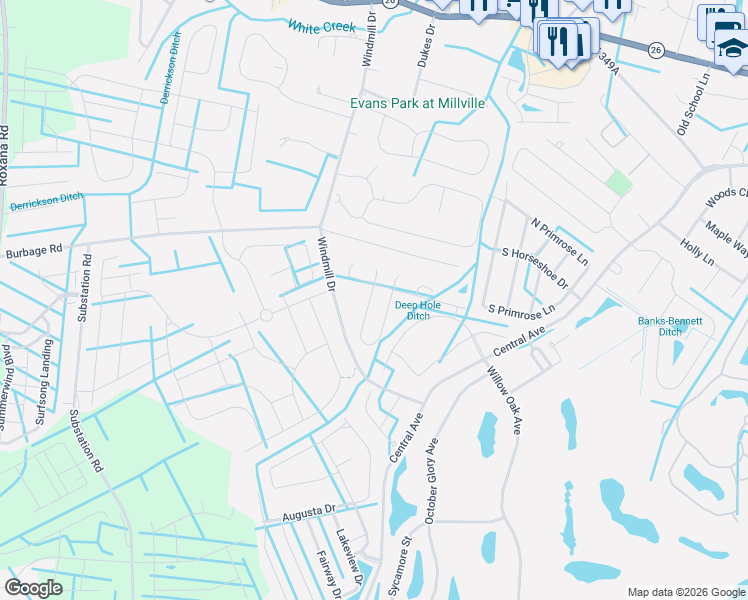 map of restaurants, bars, coffee shops, grocery stores, and more near 36 Brighton Street in Ocean View