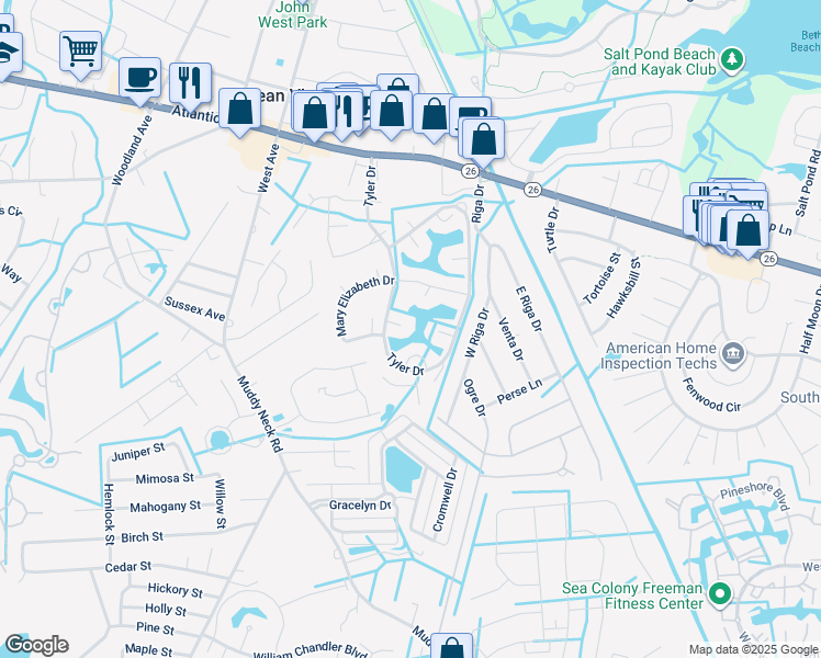 map of restaurants, bars, coffee shops, grocery stores, and more near 9 Jodi Court in Ocean View