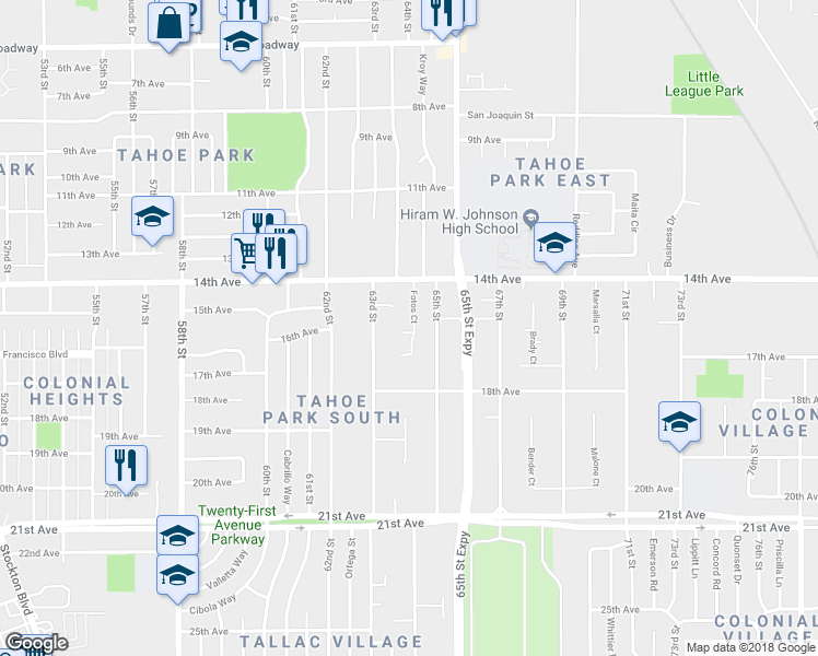 map of restaurants, bars, coffee shops, grocery stores, and more near 4042 Fotos Court in Sacramento