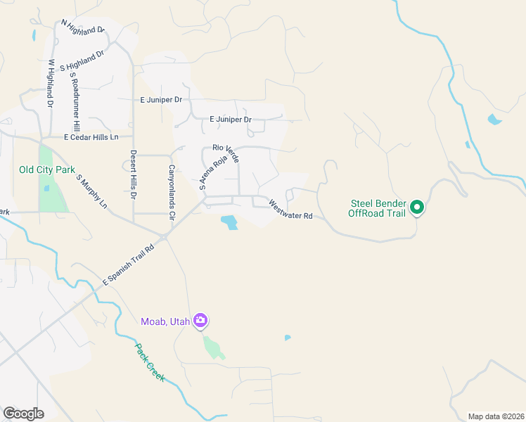 map of restaurants, bars, coffee shops, grocery stores, and more near 3414 East La Camino Drive in Moab