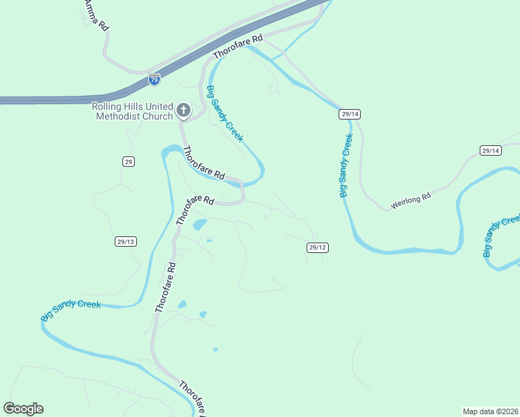 map of restaurants, bars, coffee shops, grocery stores, and more near Rolling Hills Road in Clendenin